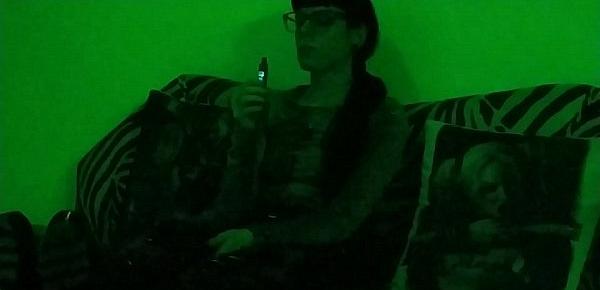  Beth Kinky - Sexy goth domina smoking in green light pt1 HD